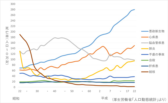 日本の主要死因別死亡率 日本の主要死因別死亡率